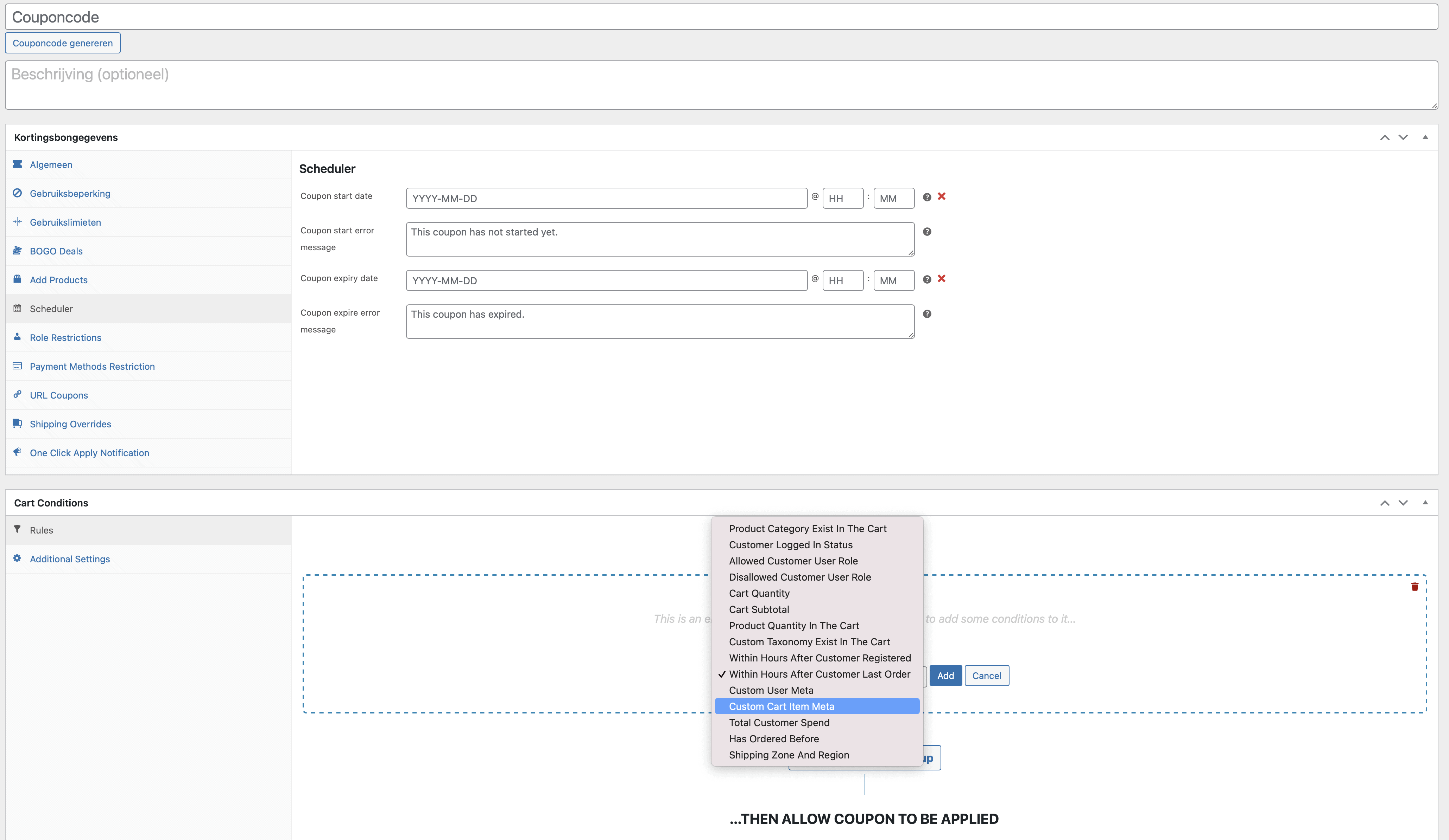 Welke regels kan je toevoegen aan een kortingscode